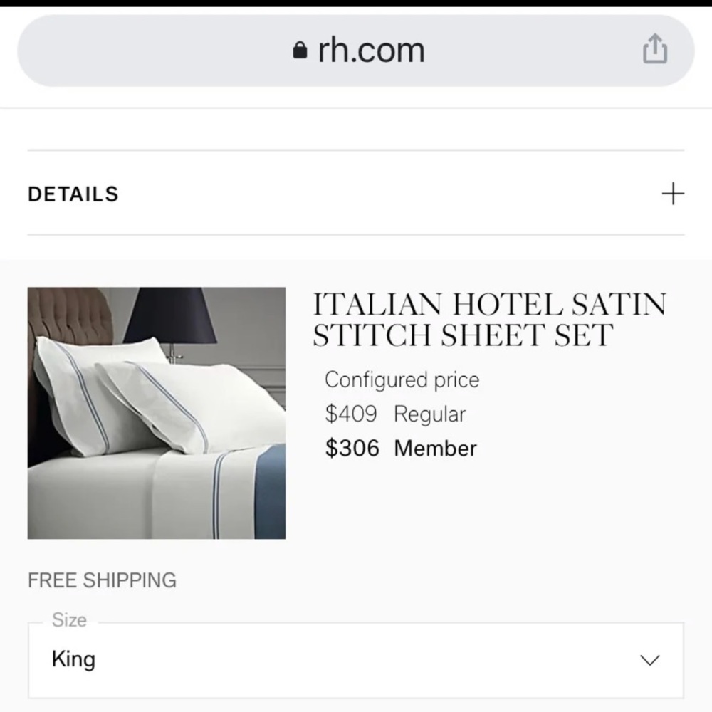RH king sheets Italian Satin burnt sienna double stitch